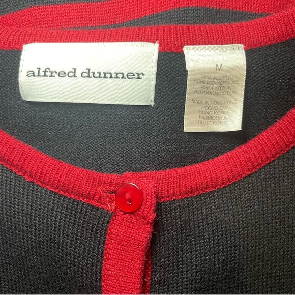 Alfred Dunner Black Red Floral Embroidered Button Front Cardigan Medium Grandma - Picture 8 of 12